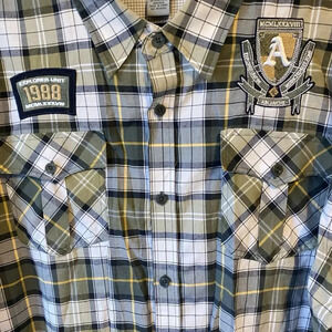 ABALANCHE Men 3XL Plaid Embroidered Long Sleeve Button Up Pocket Western Cowboy